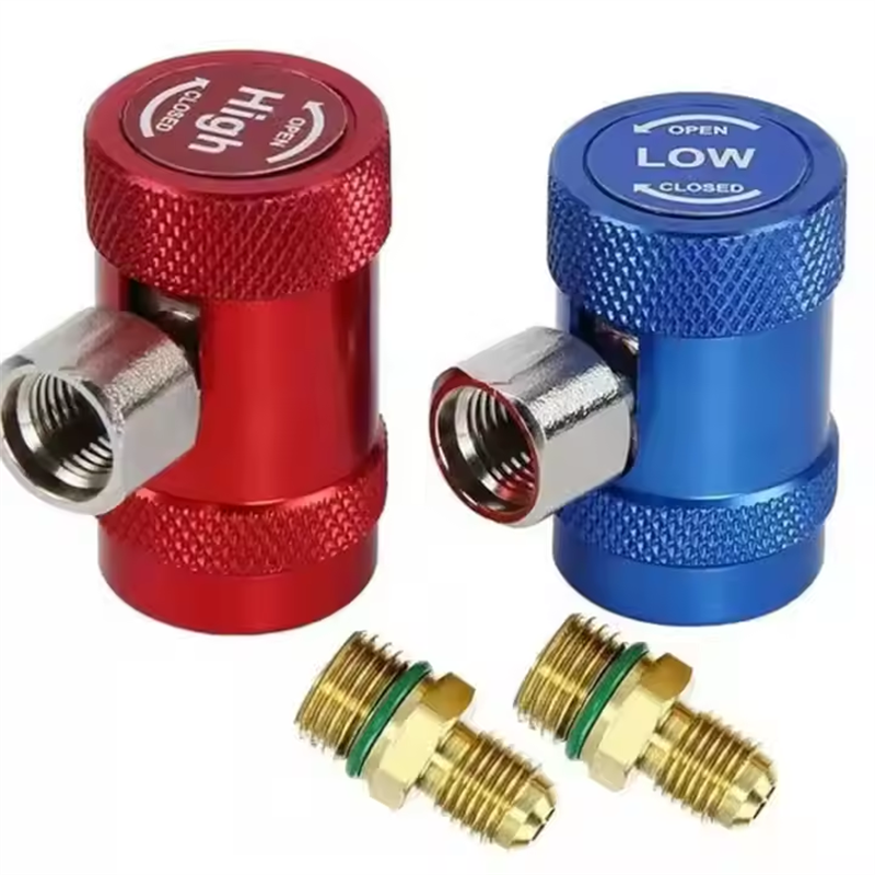 High & Low R1234yf Quick Couplers Set with Self-Sealing Puncture Can Tap Valve Core Remover